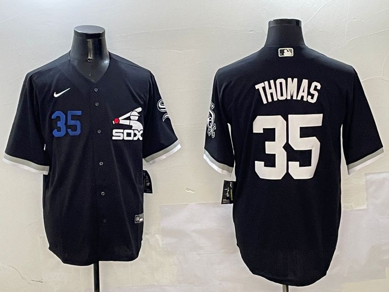 Men Chicago White Sox #35 Thomas Black Game Fashion 2025 Nike MLB Jersey style 3